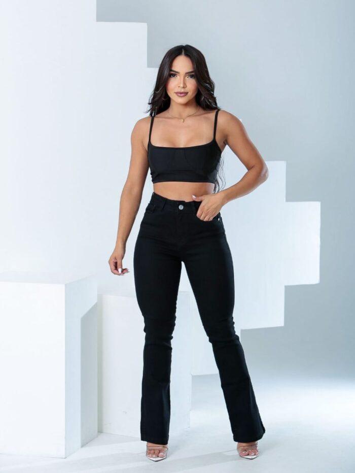 CALÇA JEANS FLARE PRETA - Image 4