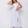 Vestido longo com fenda e alcinha Branco - Image 3
