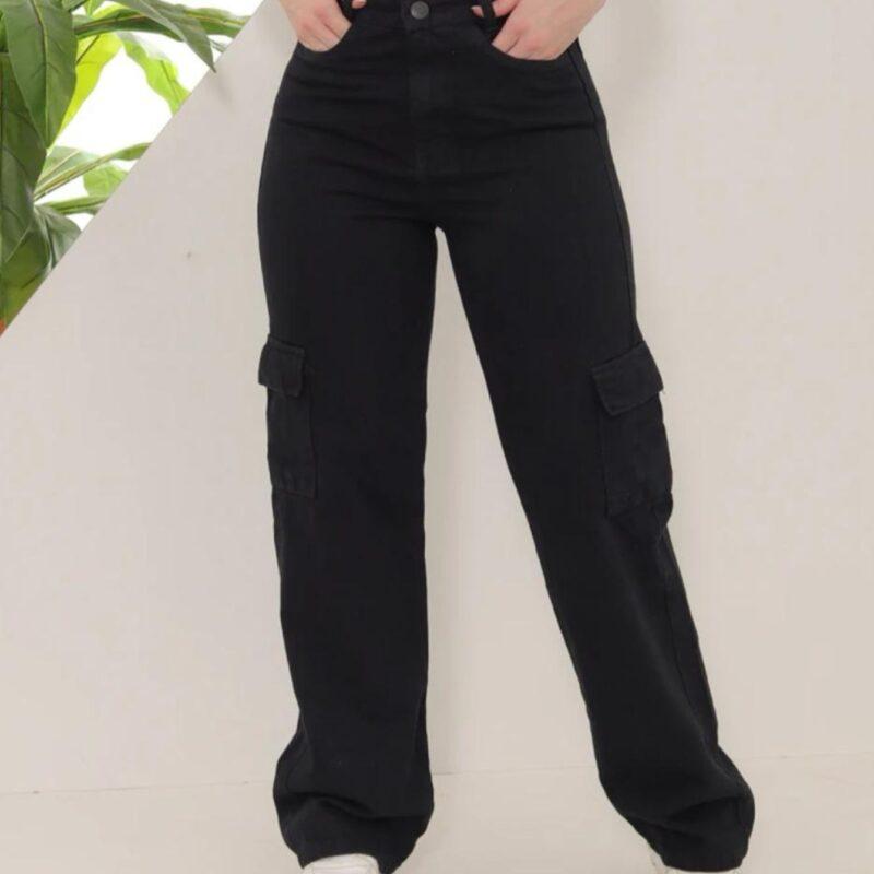 CALÇA CARGO JEANS PRETA